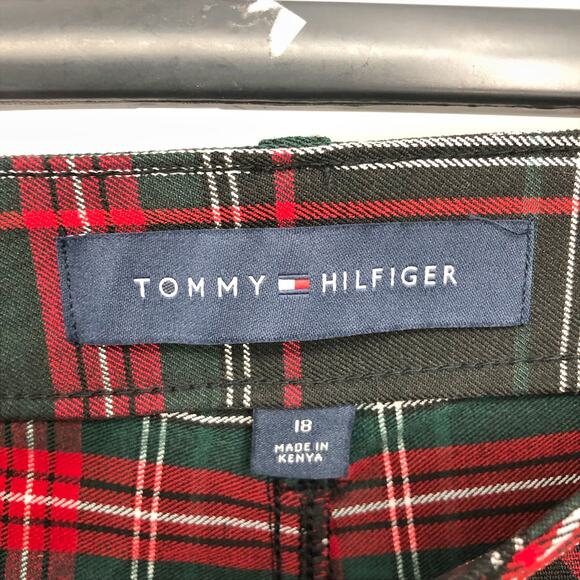 TOMMY HILFIGER Tribeca Ankle Pants Size 18 Red Green Plaid Patterned Skinny NWT - Picture 5 of 11